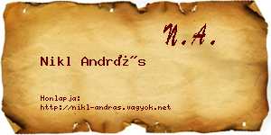 Nikl András névjegykártya